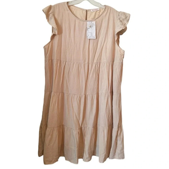 NWT Women’s 3 Tiered Baby Doll Dress Short Sleeved Mini Dress, Short Cap Sleeved - Picture 8 of 9
